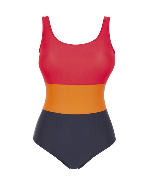 JD Williams Red Sports Colourblock Swimsuit