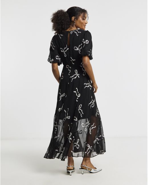 Simply Be Black Joanna Hope Lurex Bow Dress