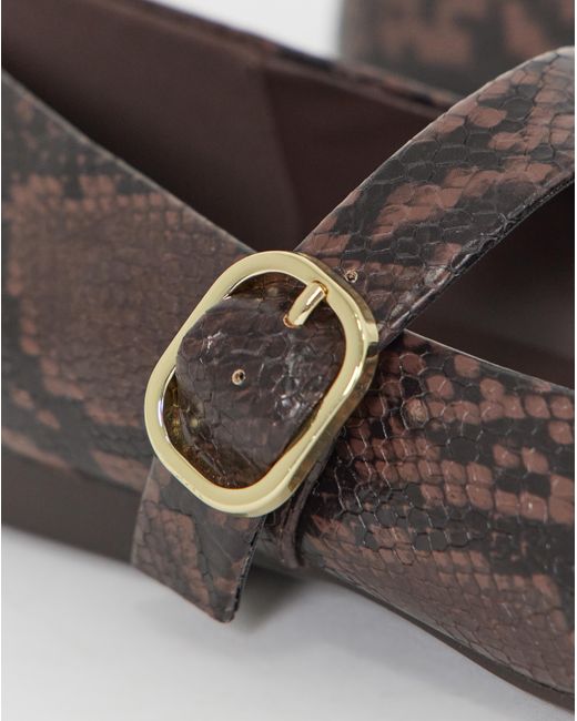 Simply Be Brown Mary Jane Buckle Shoe Extra Wide