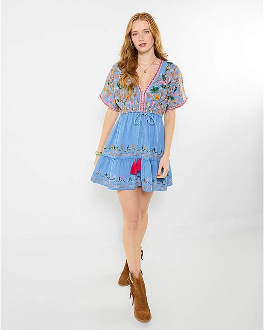 Joe Browns Blue Jb Emma Embroidered Denim Tunic Dress