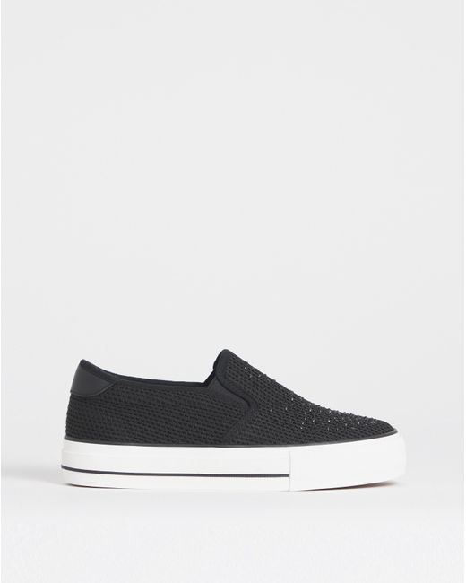 Simply Be Black Slip On Canvas Trainer Extra Wide