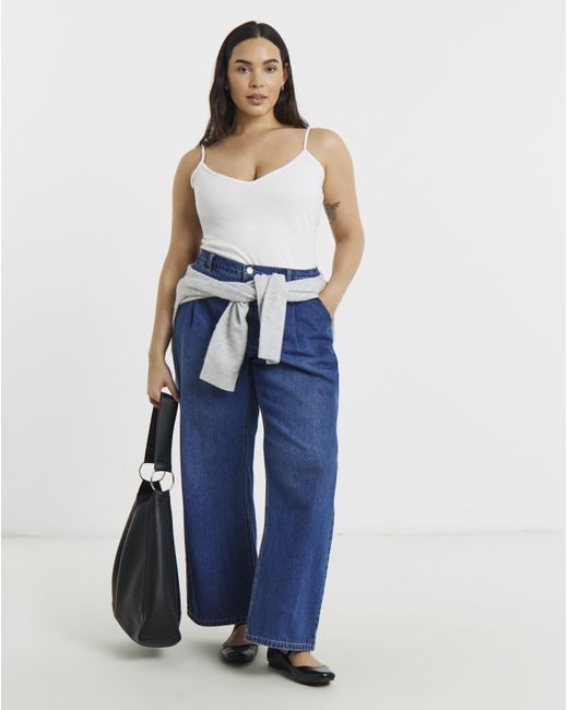 Simply Be White 3 Pack V Neck Longline Camis