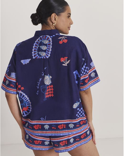 Simply Be Blue Dolce Vita Beach Shirt And Short Co-Ord