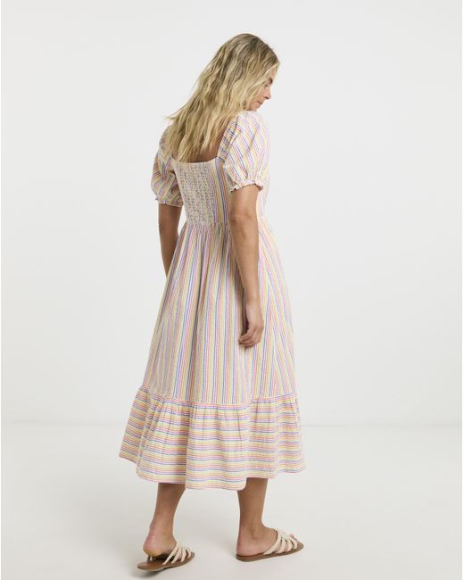 Simply Be Natural Sweetheart Neck Stripe Midi Dress