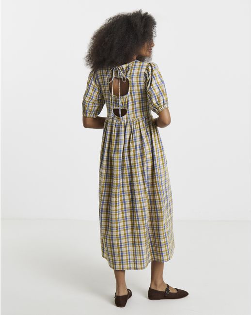 Native Youth Natural Check Midi Dress