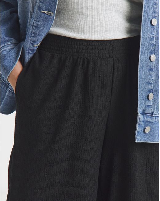 Simply Be Blue Jersey Textured Wide Leg Trousers