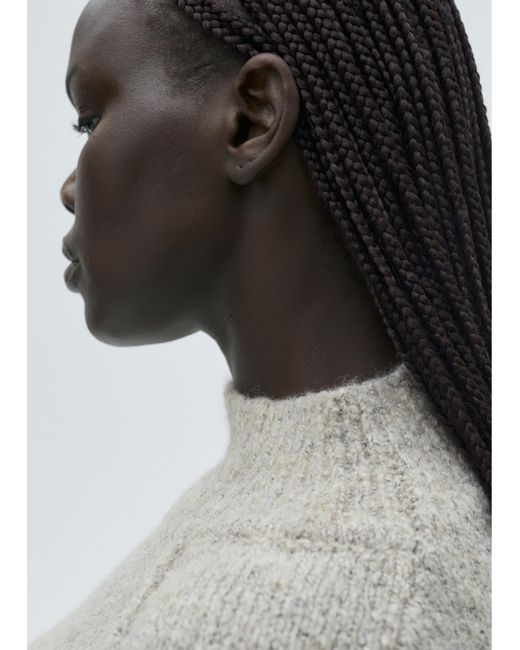Mango White Creme High Neck Sweater