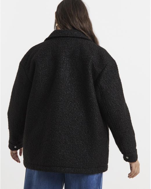 Simply Be Black Plush Teddy Pocket Shacket