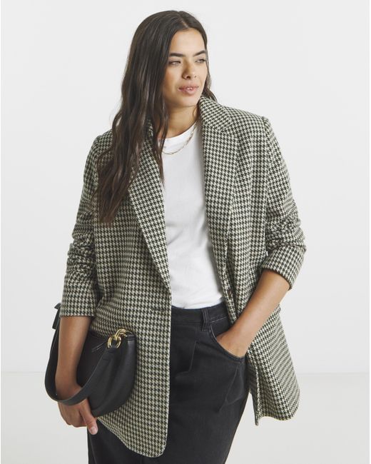 Simply Be White Houndstooth Blazer