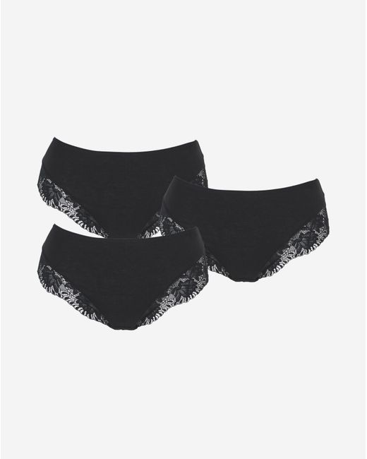 Pretty Secrets Black 3 Pack Midi Brazilian Knickers