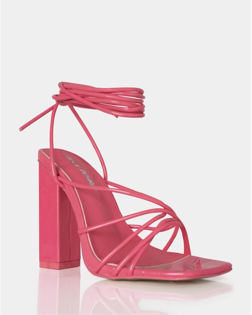 Public Desire Pink Nyla Wide Fit Lace Sandals