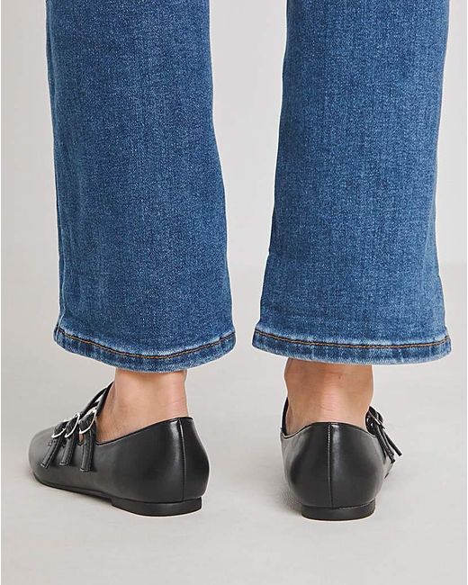 Simply Be Blue Multi Strap Mary Jane Ballerina Wide