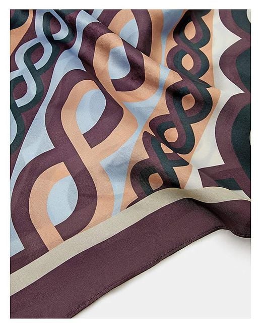 Accessorize White Print Square Satin Scarf