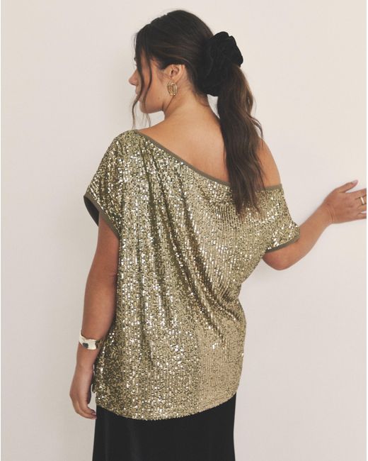 Simply Be Gray Linear Sequin Off The Shoulder Top