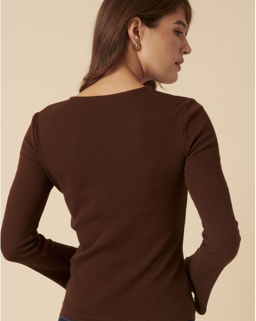 Nobody's Child Brown Asymetric Knit Top