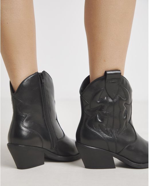 Simply Be Gray Embroidered Ankle Western Boots Ex Wide