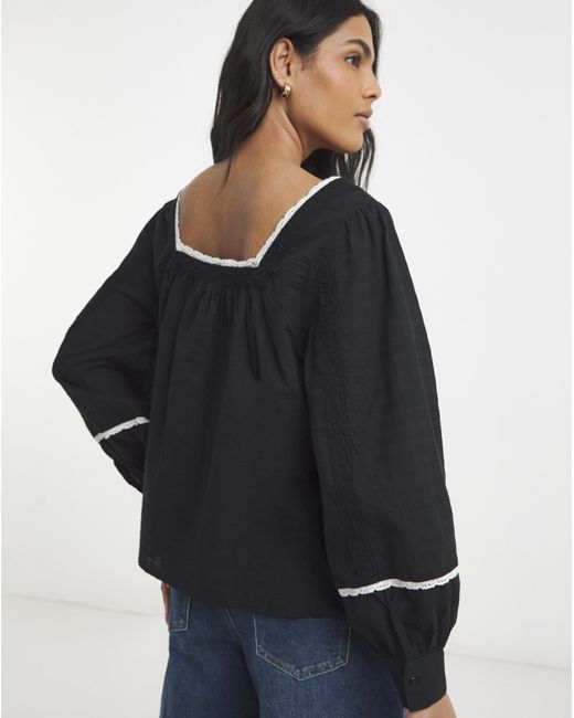 Simply Be Black Lace Trim Blouse