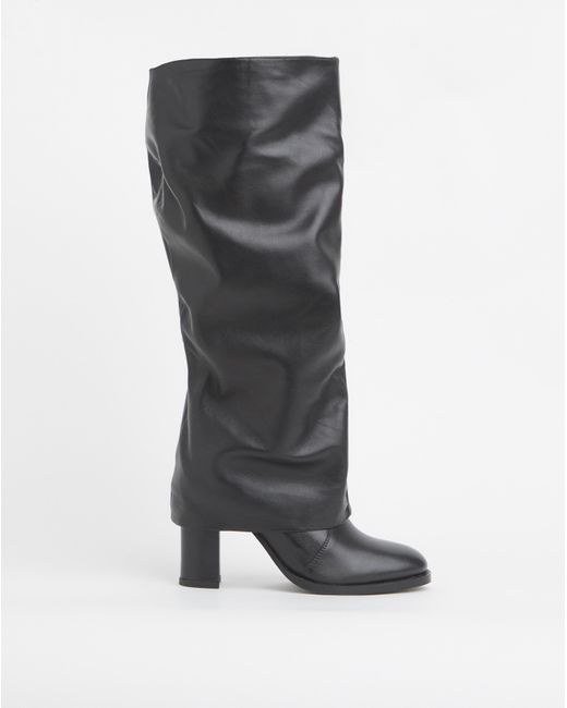 Simply Be Gray Gaiter Ruched Boot Platform Heel Wide C