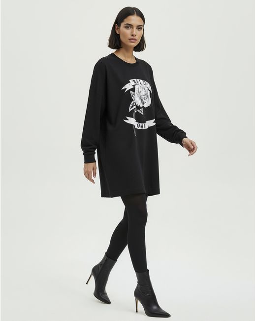 Religion Black Sweatshirt Graphic Dress