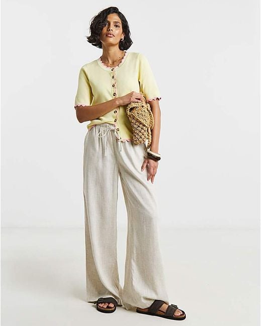 Simply Be Yellow Scallop Detail Short Sleeve Cardigan