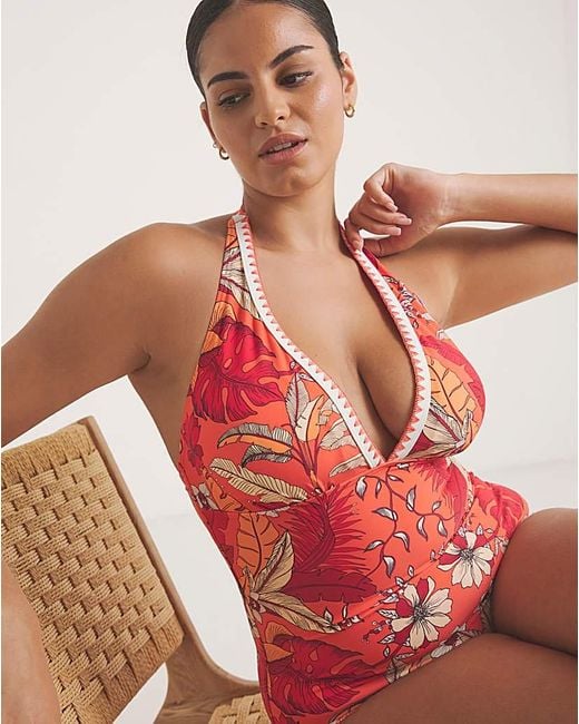 Figleaves Red Frida Halter Swimsuit Regular