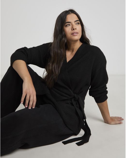 Simply Be Black Ballet Wrap Longline Cardigan