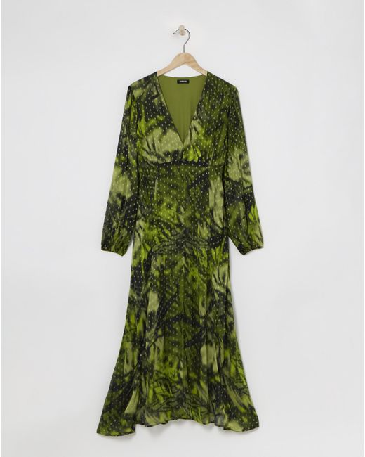 Simply Be Green Georgette Foil Button Up Maxi