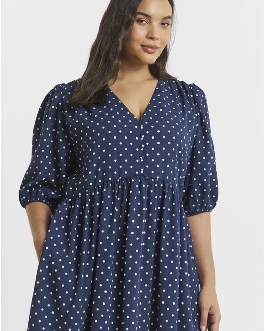 Simply Be Blue Button Through Midi Dress