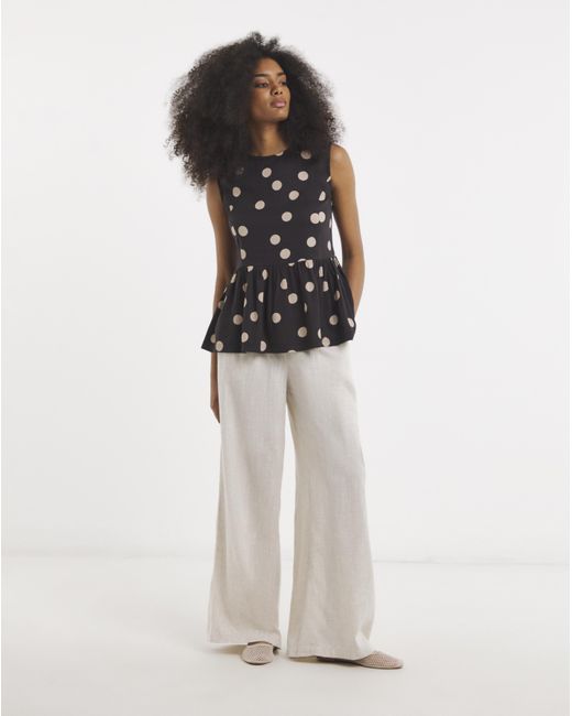Simply Be Black Chocolate Spot Peplum Shell Top