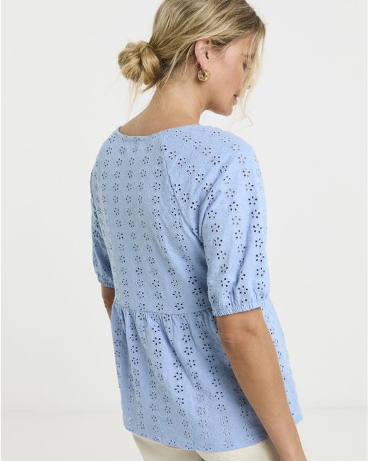 Simply Be Blue Jersey Broderie Square Neck Top