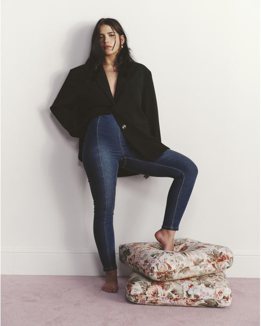 Simply Be Blue Seamed Skinny Jeggings