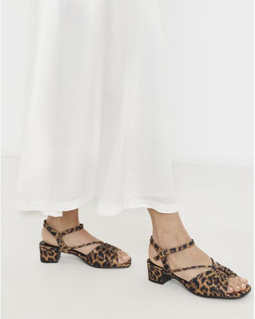 JD Williams Natural Ruched Low Block Heeled Sandal Ex Wide