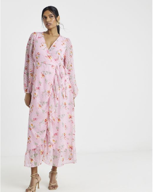 Vila Pink L/S Ankle Wrap Dress