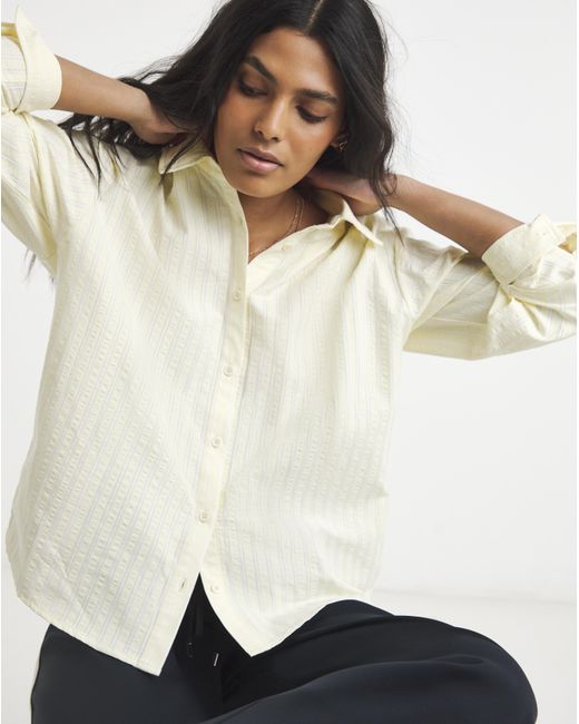 Simply Be Natural Boxy Striped Seersucker Shirt