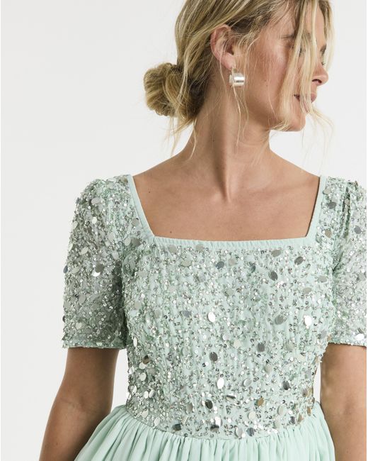 Maya Curve Blue Sequin Maxi Dress