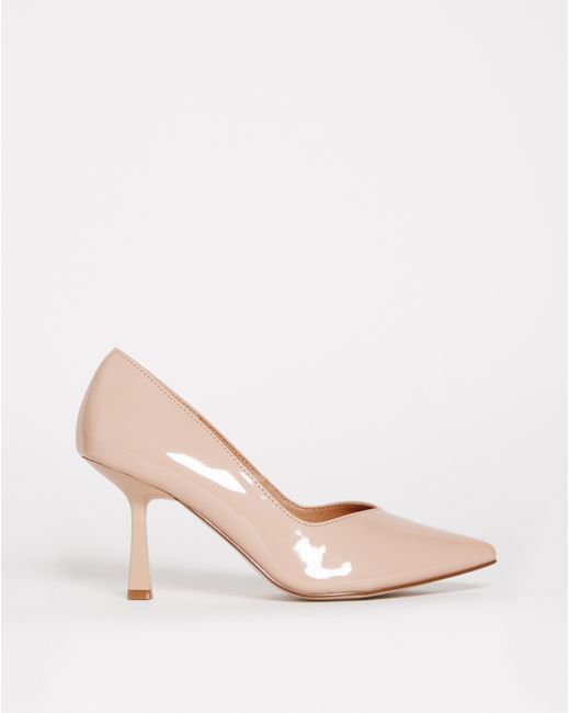 Simply Be Pink Sweetheart Cut Heeled Shoes Ex Wide