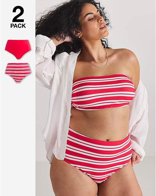 Simply Be Red 2 Pack Value Bikini Briefs