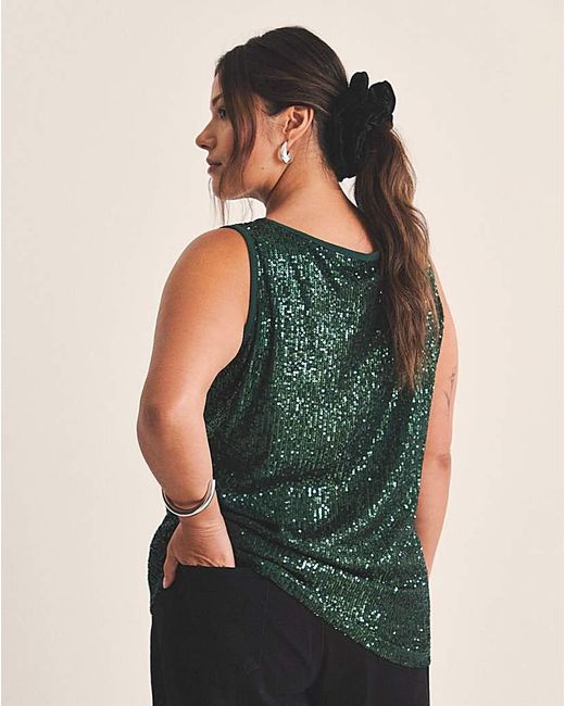 Simply Be Gray Linear Sequin Bow Shoulder Tank