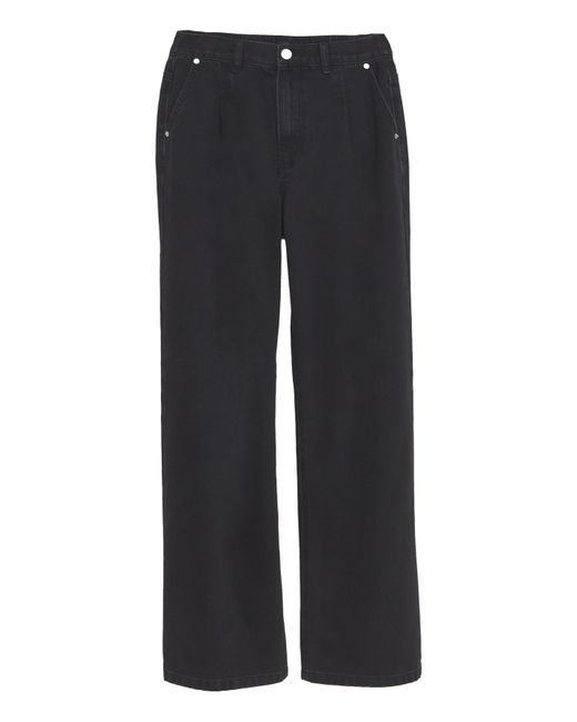 Simply Be Blue Pleat Detail Wide Jeans