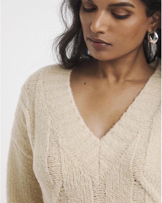 Simply Be Natural V-Neck Cable Boucle Tunic
