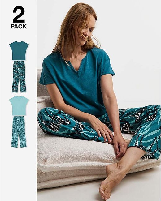 JD Williams Blue (2 Pack) Cotton Pyjama Sets
