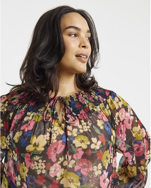 Simply Be Multicolor Shirred Blouse