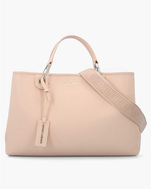 Emporio Armani Natural Pebble Shopper With Pouch