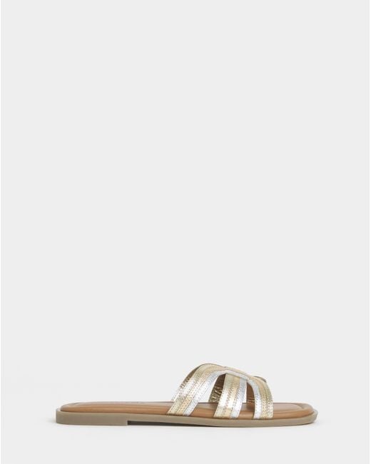 JD Williams Metallic Woven Mule Sandals Wide