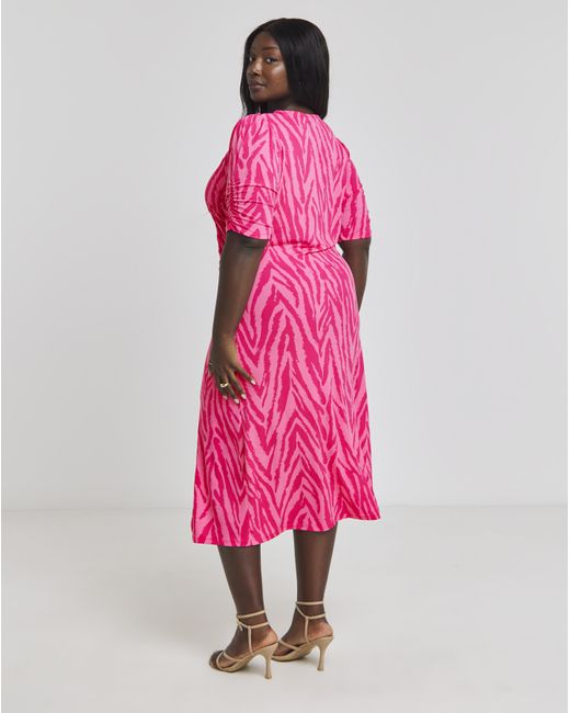 Simply Be Pink Zebra Print Slinky Midi Dress