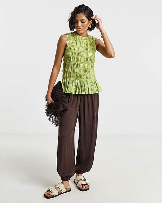 Simply Be Green Shirred Top