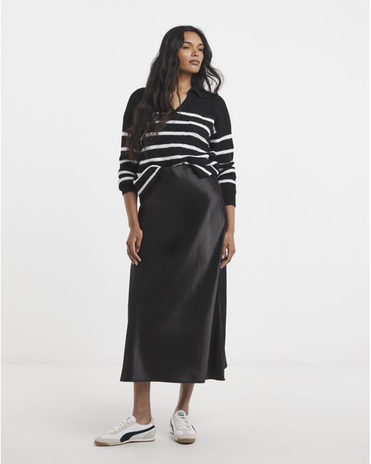 Simply Be Black V-Neck Collared Jumper