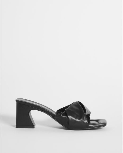 Simply Be Black Volume Low Heeled Mule Sandals Ex Wide