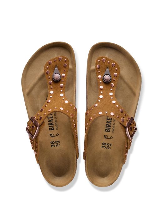 Birkenstock Brown Gizeh Suede Rivet Sandals