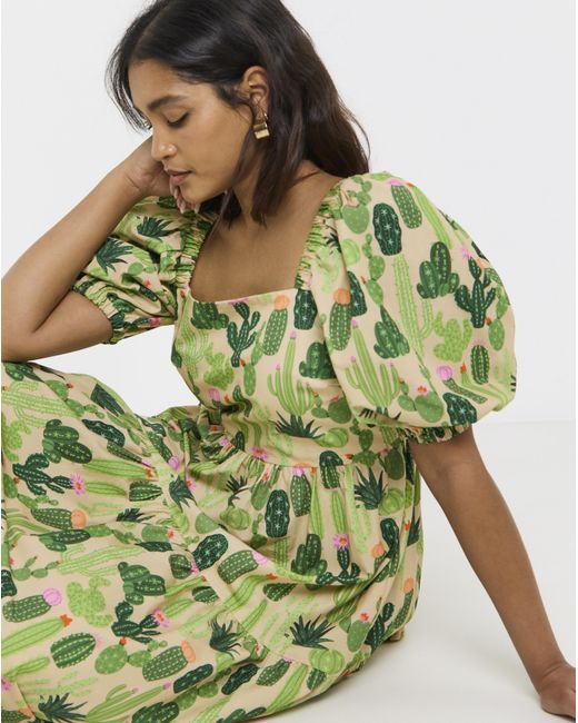 Twisted Wunder Green Twisten Wunder Cactus Midaxi Dress